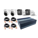 KIT EDVR HIKVISION 4CH 300SSD 2BULLET+  2DOMOS + 4 CABLE BNC 18MTS E04HG2B2T-KIT